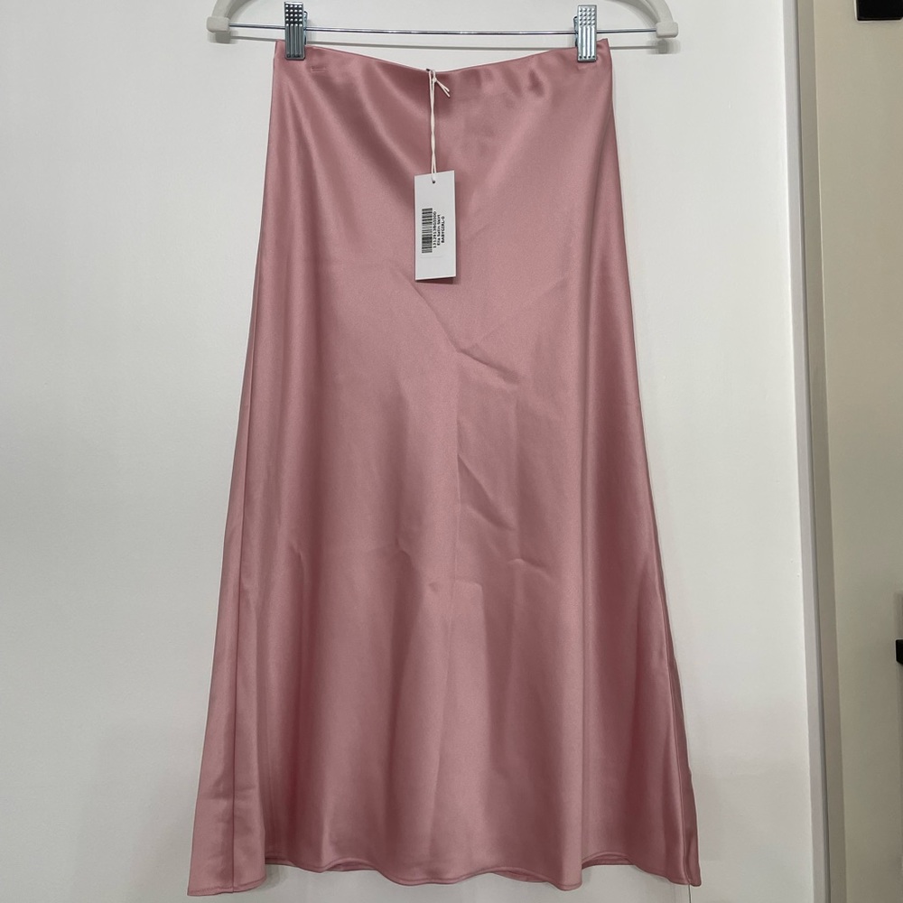 NWT Reformation Ella Satin Skirt Pink
